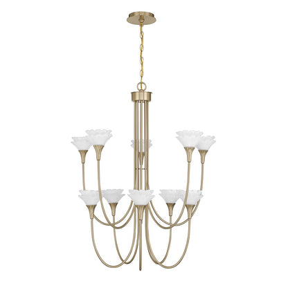 Savoy House Florena 10 Lt Chandelier, White, Noble Brass
