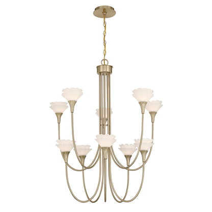 Savoy House Florena 10 Lt Chandelier, White, Noble Brass