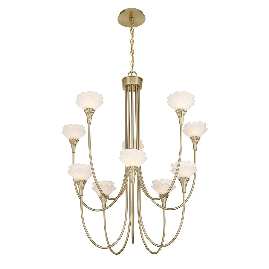 Savoy House Florena 10 Lt Chandelier, White, Noble Brass