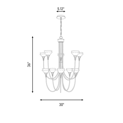 Savoy House Florena 10 Lt Chandelier, White, Noble Brass