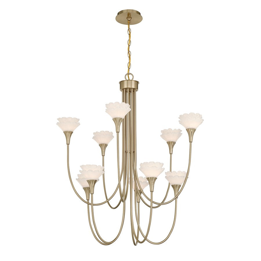 Savoy House Florena 10 Lt Chandelier, White, Noble Brass