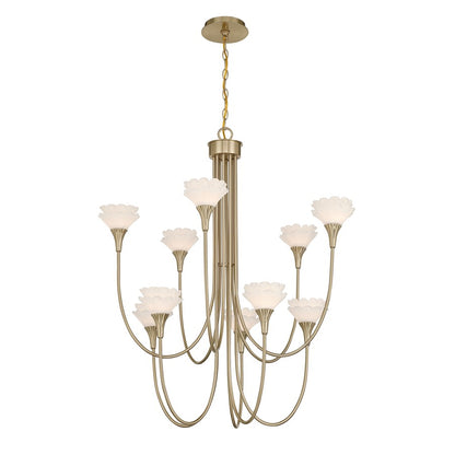 Savoy House Florena 10 Lt Chandelier, White, Noble Brass