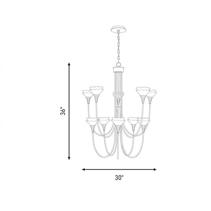 Savoy House Florena 10 Lt Chandelier, White, Noble Brass