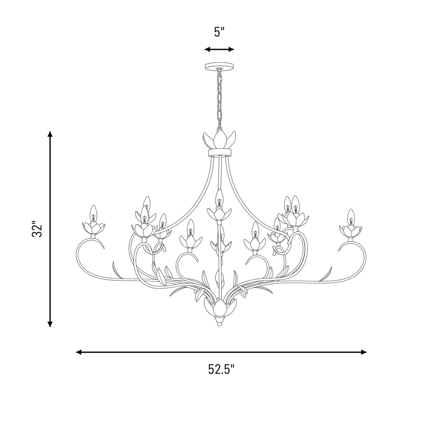 12 Light Chandelier, French Gold