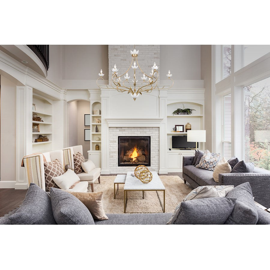 12 Light Chandelier, French Gold