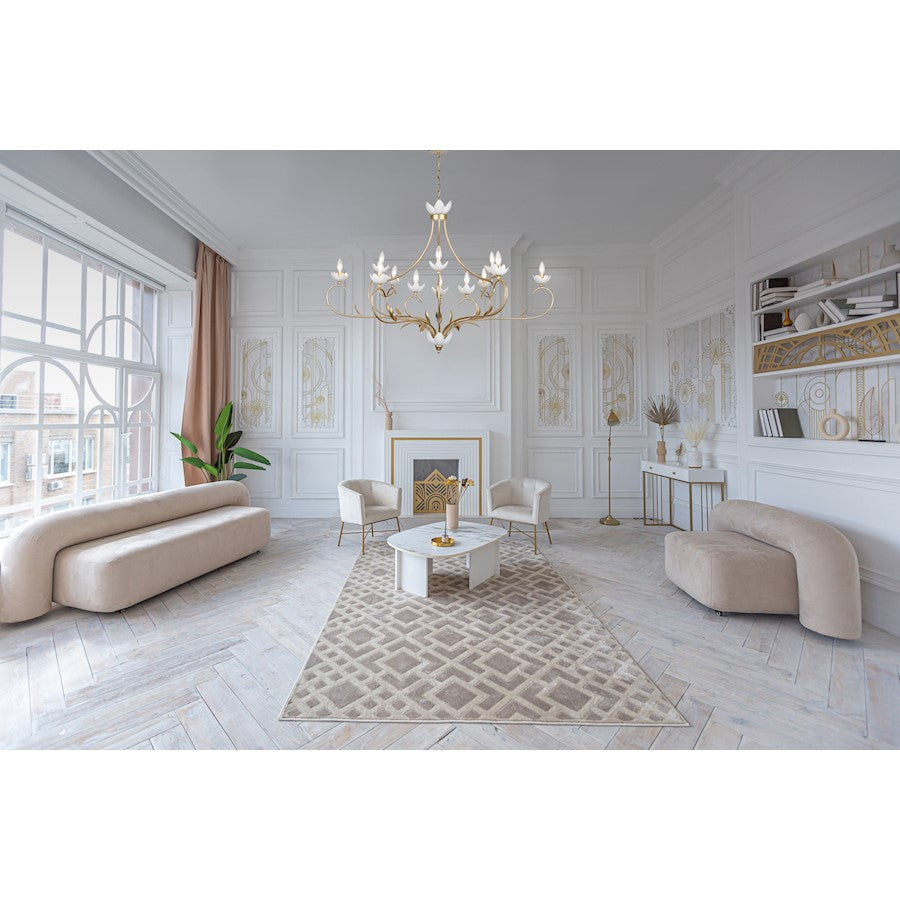 12 Light Chandelier, French Gold