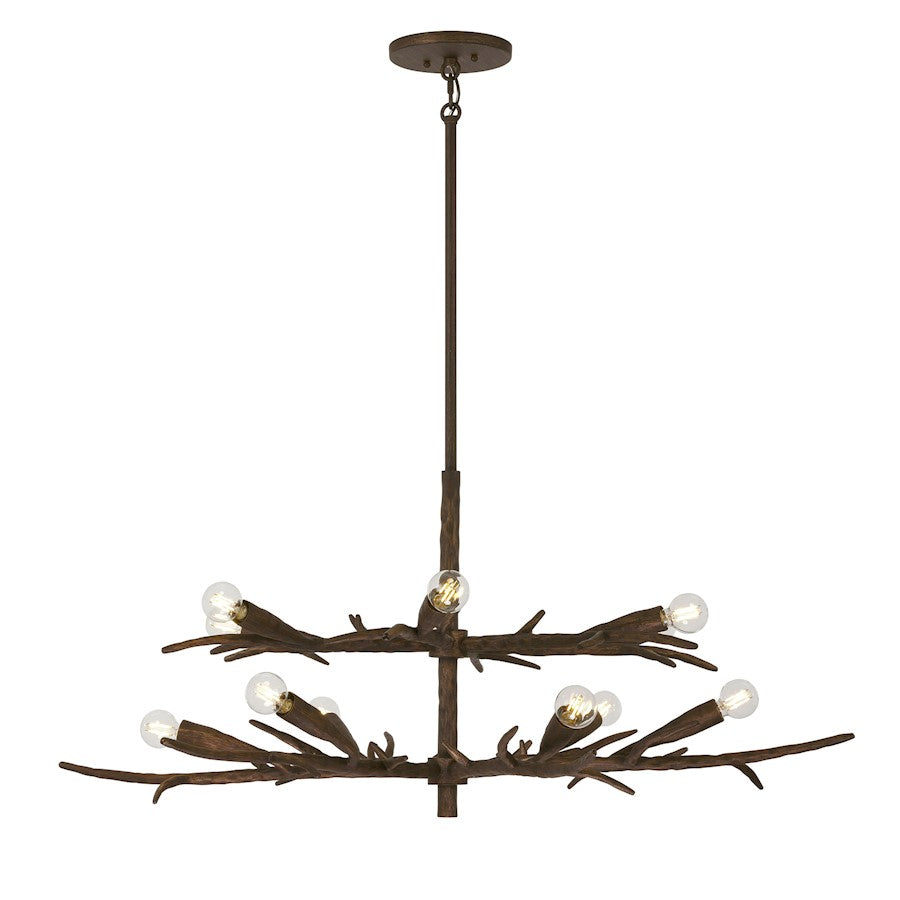Savoy House Palisades 12 Light Chandelier, Bark - 1-5398-12-105