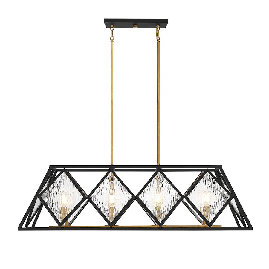 8 Light Linear Chandelier, Bronze