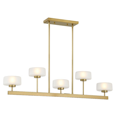 Savoy House Falster 5-Light LED Linear Chandelier, Warm Brass - 1-5407-5-322