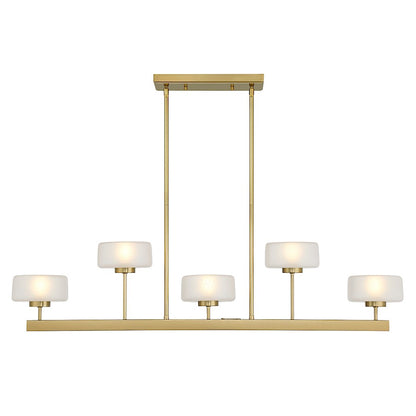 5-Light LED Linear Chandelier, Warm Brass