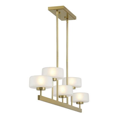 5-Light LED Linear Chandelier, Warm Brass