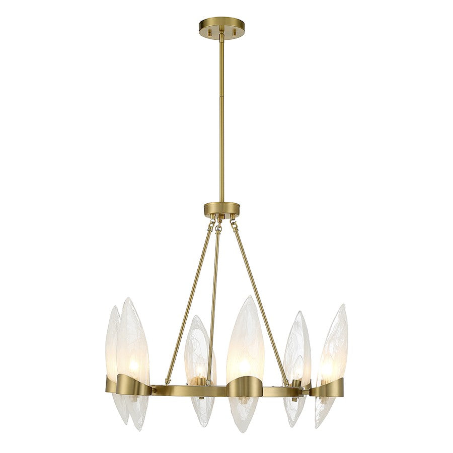 6 Light Chandelier, Warm Brass