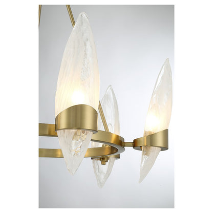 6 Light Chandelier, Warm Brass