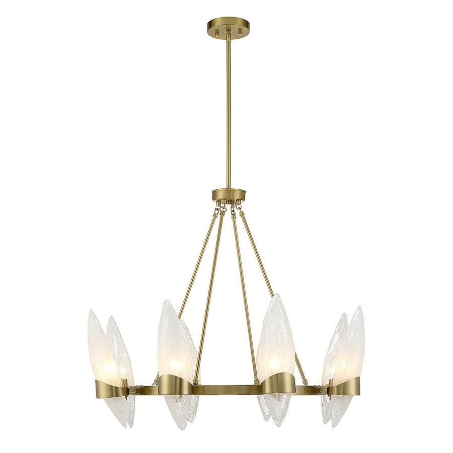 6 Light Chandelier, Warm Brass