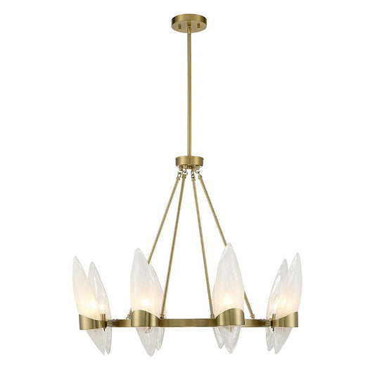 6 Light Chandelier, Warm Brass