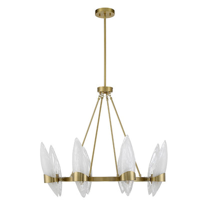 8 Light Chandelier, Warm Brass