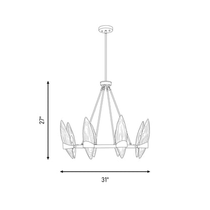 6 Light Chandelier, Warm Brass