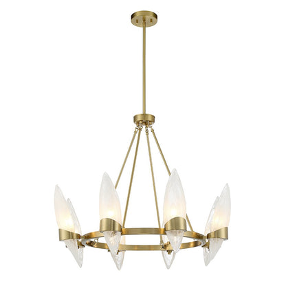 8 Light Chandelier, Warm Brass