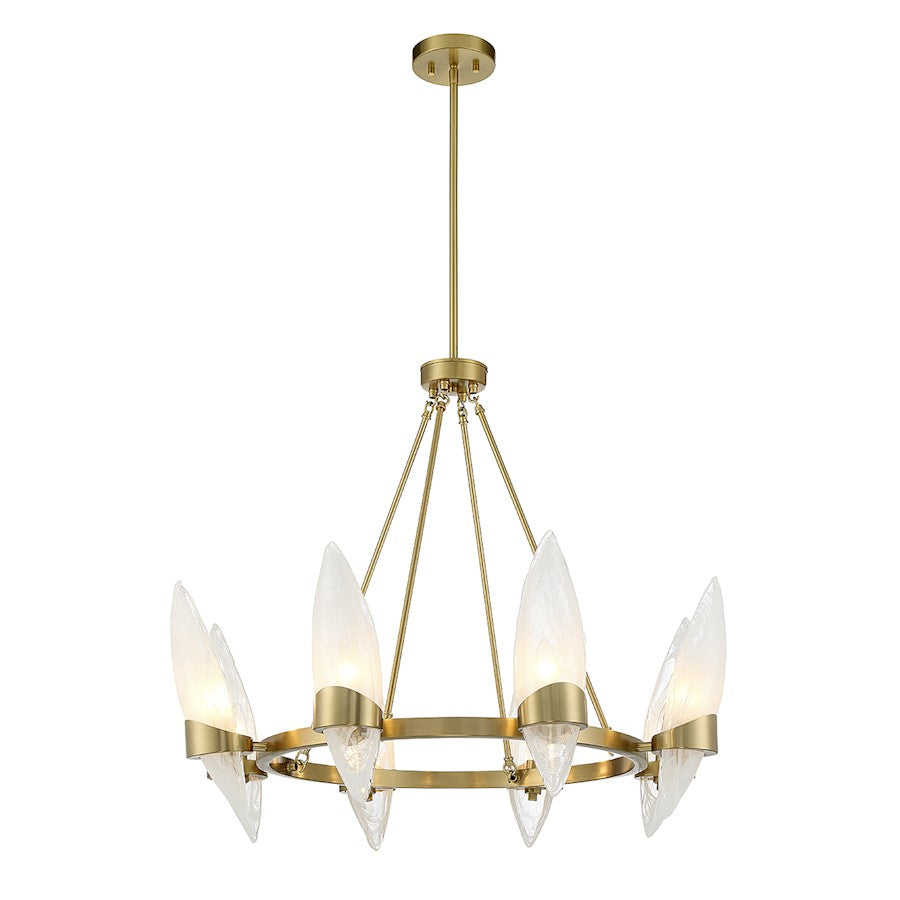 6 Light Chandelier, Warm Brass