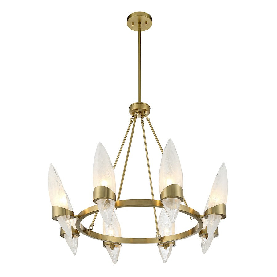 6 Light Chandelier, Warm Brass