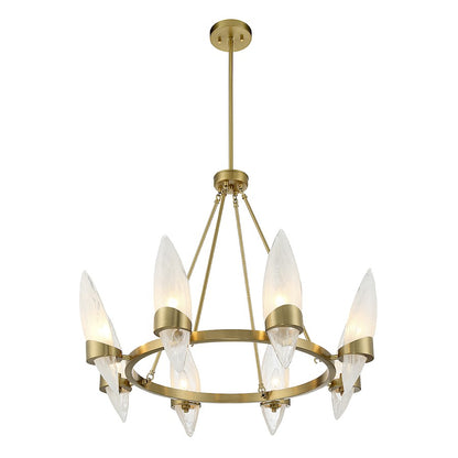 6 Light Chandelier, Warm Brass