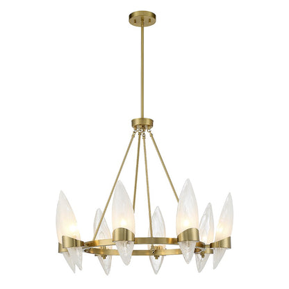 6 Light Chandelier, Warm Brass