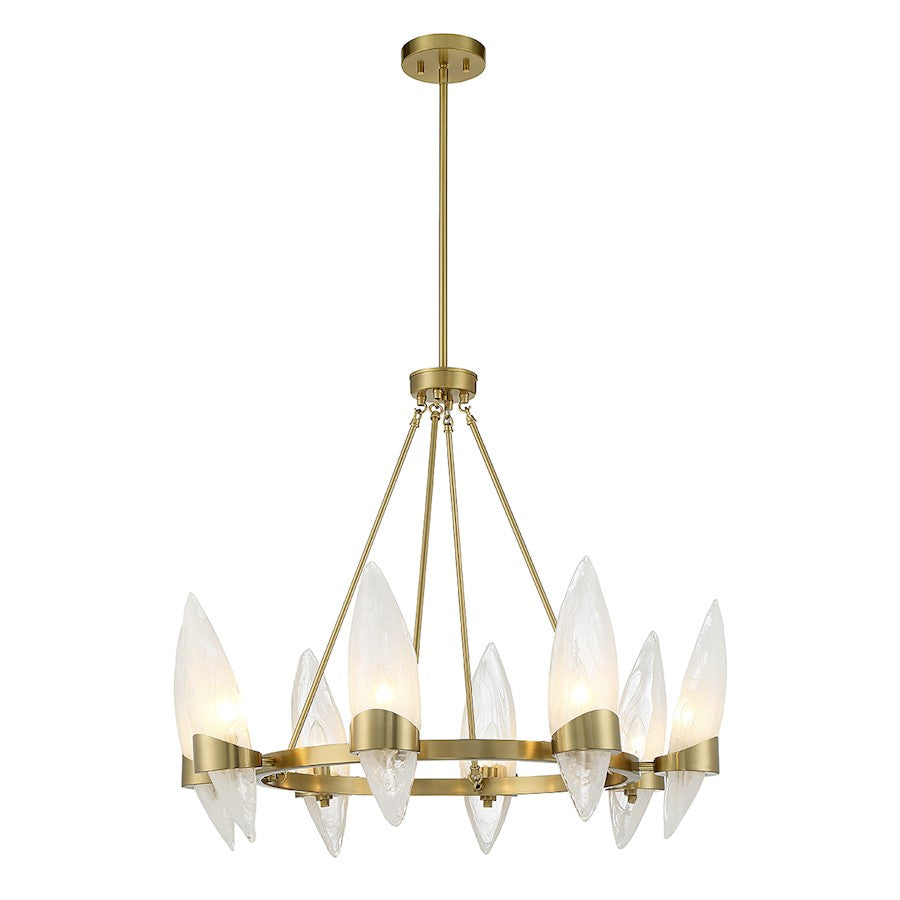 6 Light Chandelier, Warm Brass