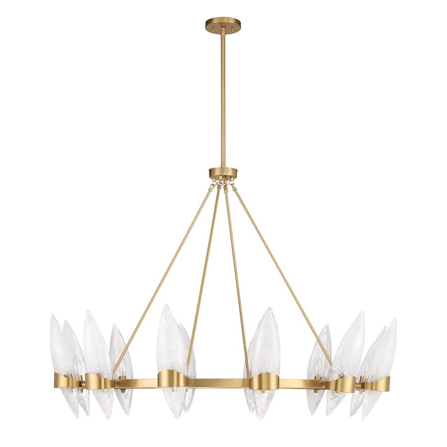 12 Light Chandelier, Warm Brass