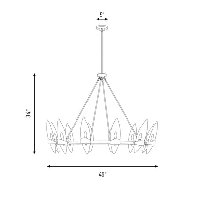 12 Light Chandelier, Warm Brass