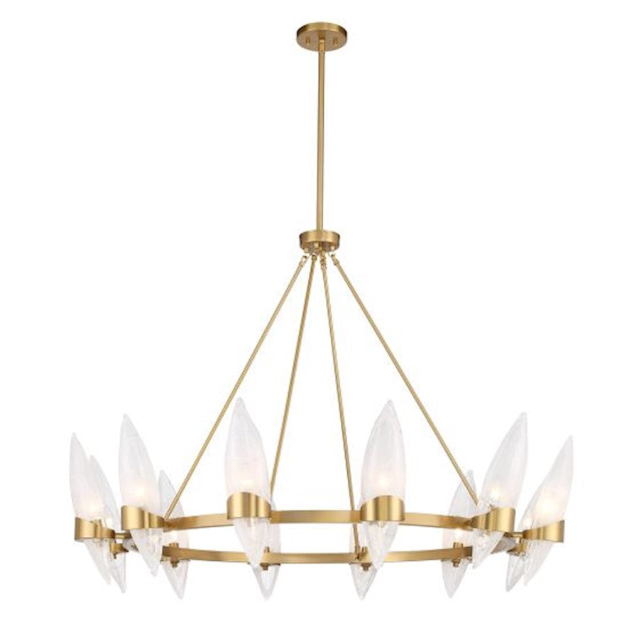 12 Light Chandelier, Warm Brass