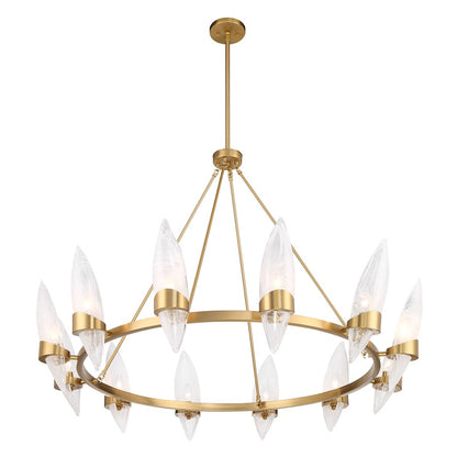 12 Light Chandelier, Warm Brass