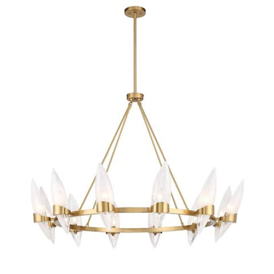 12 Light Chandelier, Warm Brass