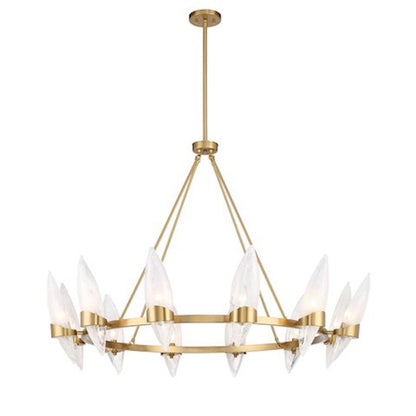 12 Light Chandelier, Warm Brass