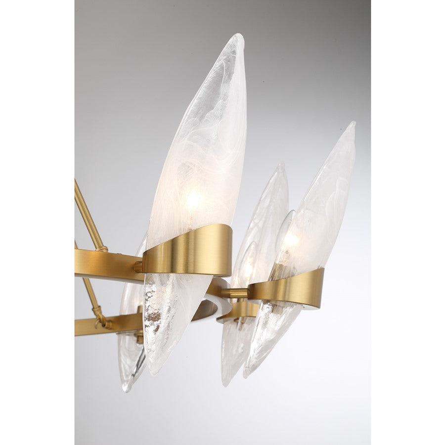 12 Light Chandelier, Warm Brass