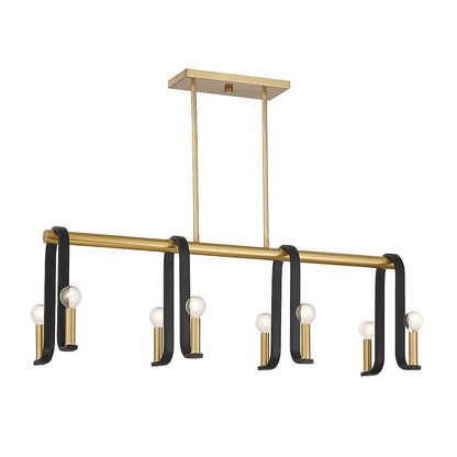 Savoy House Archway 8 Light Linear Chandelier, Black/Brass