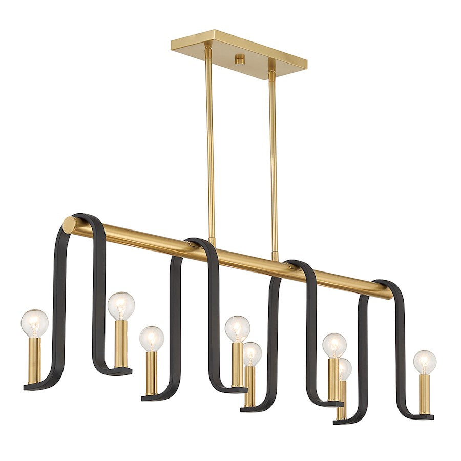 8 Light Linear Chandelier, Black