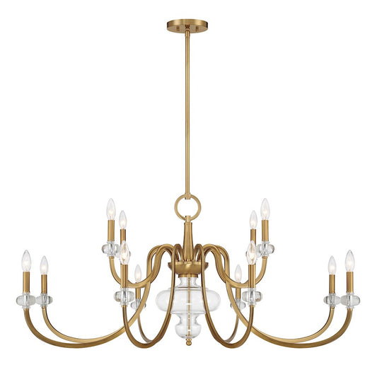 12 Light Chandelier, Warm Brass