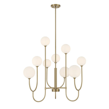 Savoy House Chester 9 Lt Chandelier, White Opal, Noble Brass