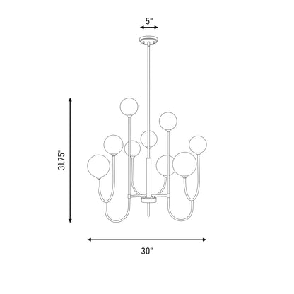 Savoy House Chester 9 Lt Chandelier, White Opal, Noble Brass