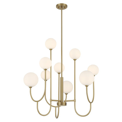 Savoy House Chester 9 Lt Chandelier, White Opal, Noble Brass