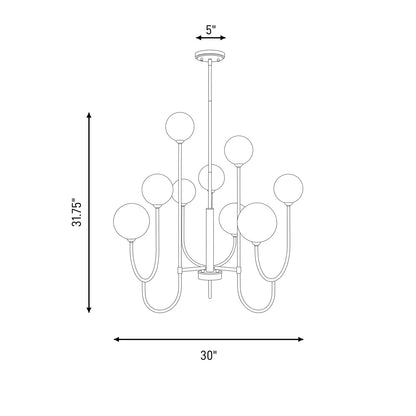 Savoy House Chester 9 Lt Chandelier, White Opal, Matte Black