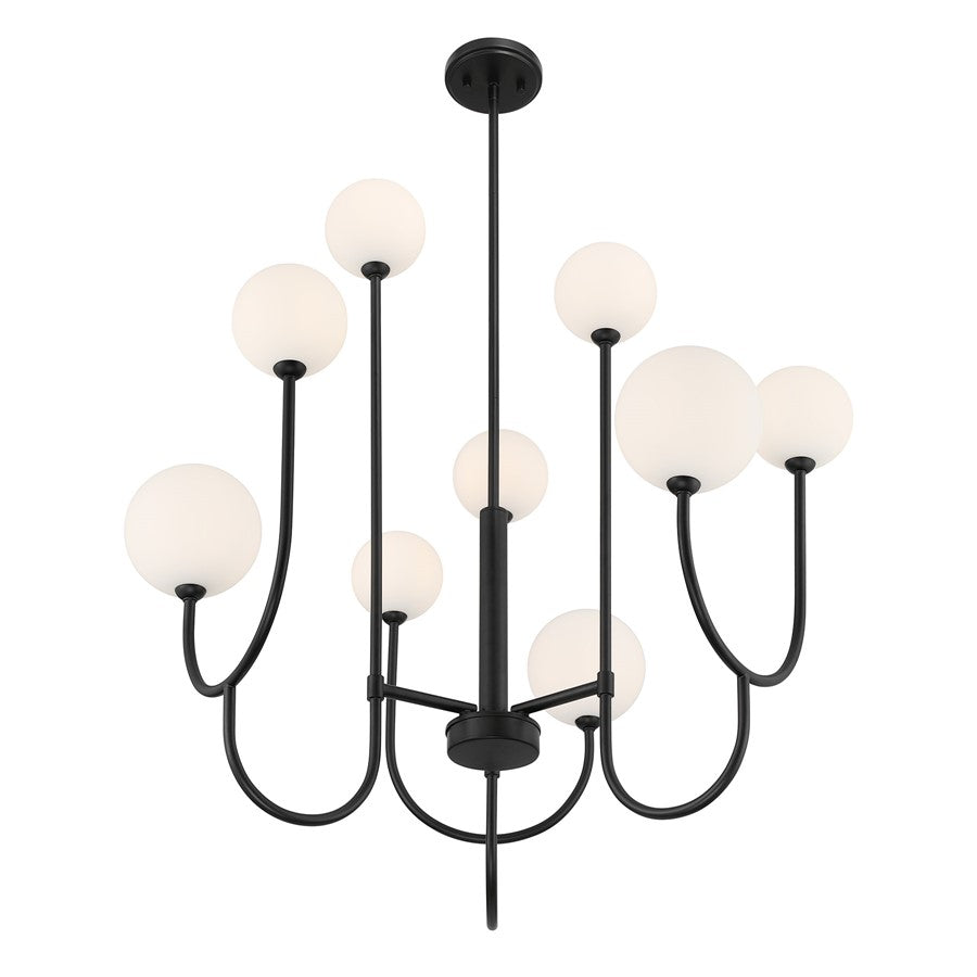 Savoy House Chester 9 Lt Chandelier, White Opal, Matte Black