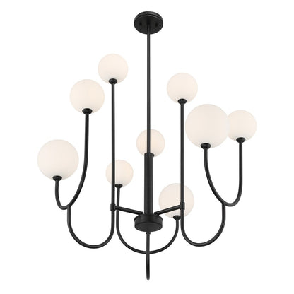 Savoy House Chester 9 Lt Chandelier, White Opal, Matte Black