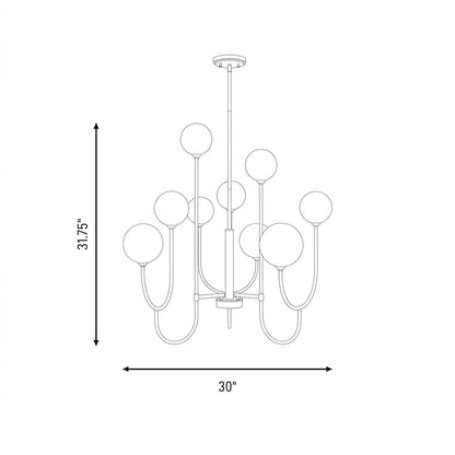 Savoy House Chester 9 Lt Chandelier, White Opal, Matte Black
