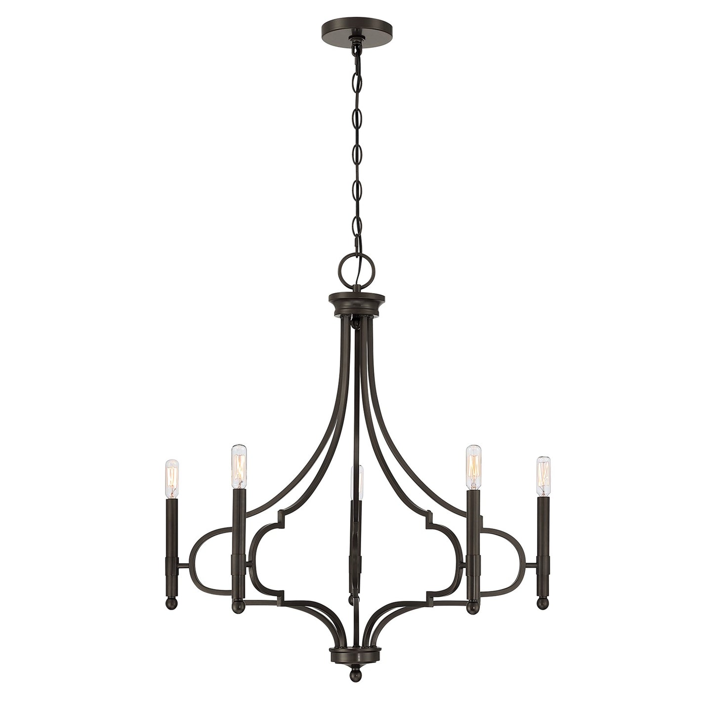 Savoy House Woodlawn 28in 5-Light Chandelier | Transitional Mediterranean Bronze Metal | Dining Room & Entryway | 28 x 28 x 29.88 in | Model 1-5999-5-15