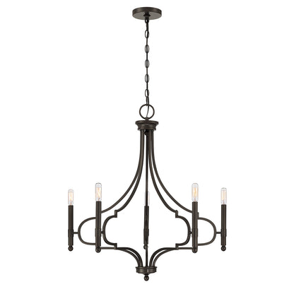 Savoy House Woodlawn 28in 5-Light Chandelier | Transitional Mediterranean Bronze Metal | Dining Room & Entryway | 28 x 28 x 29.88 in | Model 1-5999-5-15