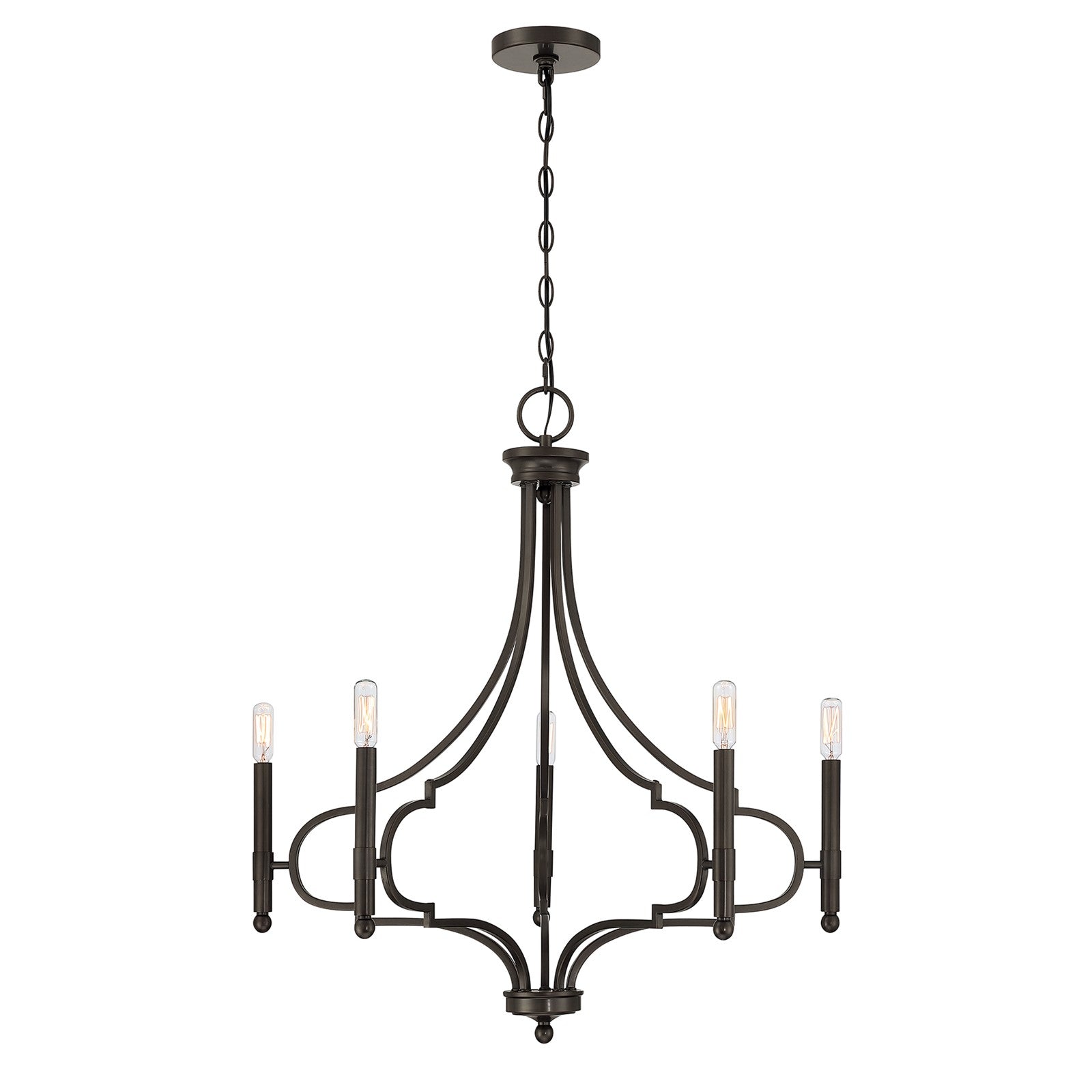 Savoy House Woodlawn 28in 5-Light Chandelier | Transitional Mediterranean Bronze Metal | Dining Room & Entryway | 28 x 28 x 29.88 in | Model 1-5999-5-15