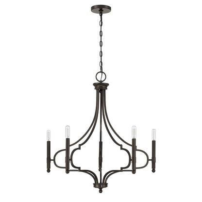 Savoy House Woodlawn 28in 5-Light Chandelier | Transitional Mediterranean Bronze Metal | Dining Room & Entryway | 28 x 28 x 29.88 in | Model 1-5999-5-15