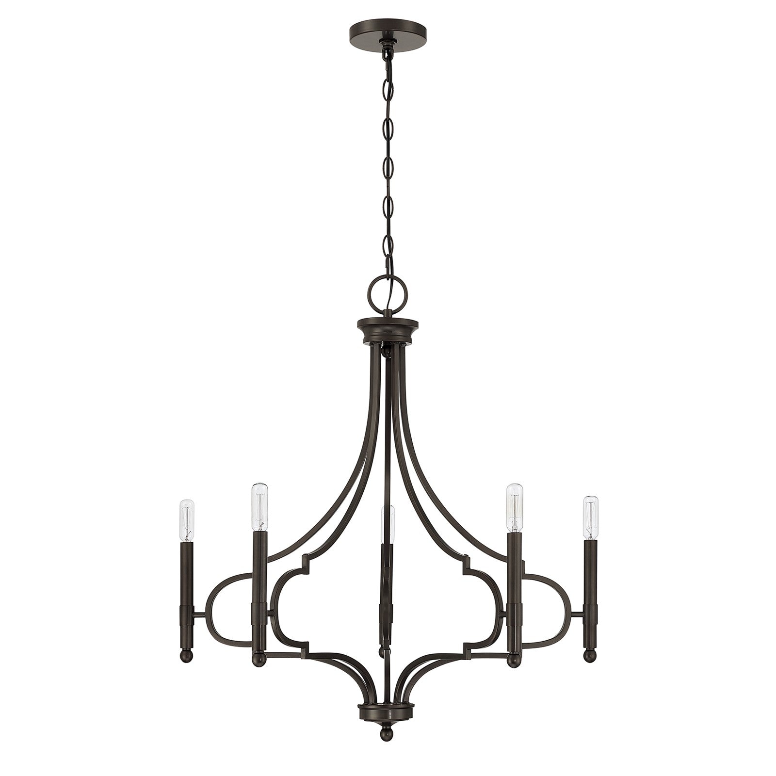 Savoy House Woodlawn 28in 5-Light Chandelier | Transitional Mediterranean Bronze Metal | Dining Room & Entryway | 28 x 28 x 29.88 in | Model 1-5999-5-15