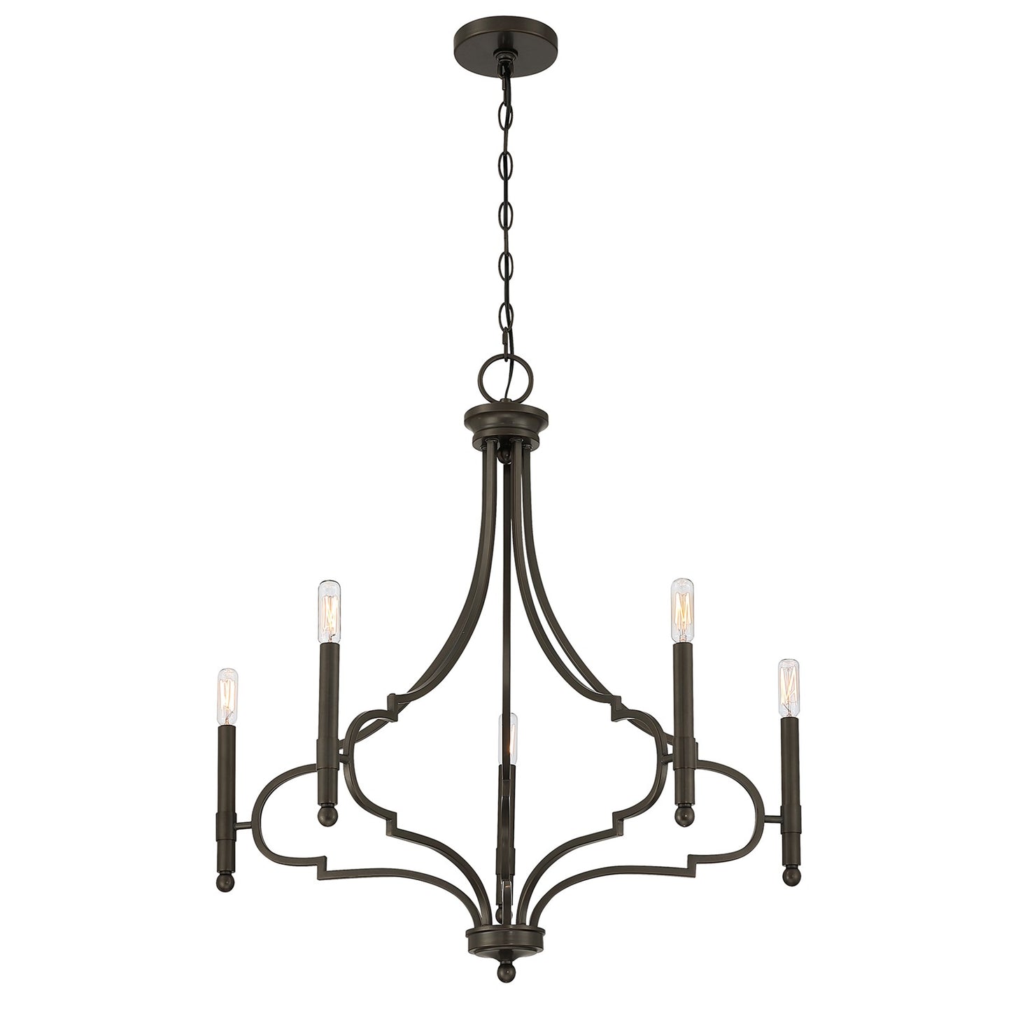 Savoy House Woodlawn 28in 5-Light Chandelier | Transitional Mediterranean Bronze Metal | Dining Room & Entryway | 28 x 28 x 29.88 in | Model 1-5999-5-15